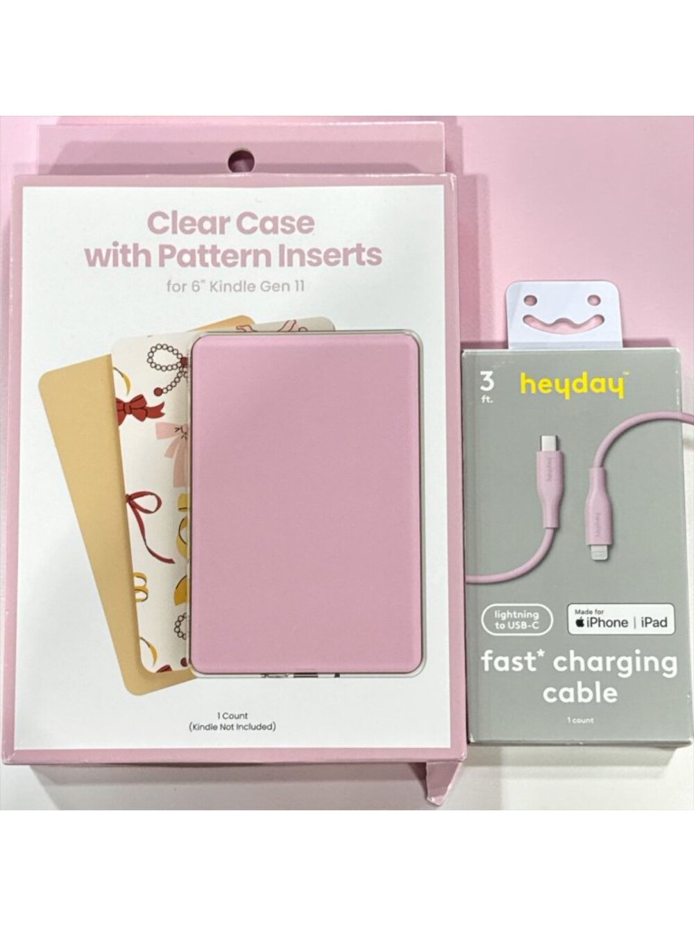 Clear Case With Pattern Inserts For 6" Kindle Gen 11 & Heyday 3ft Fast Charging